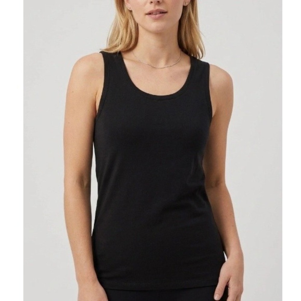 Pact Women's Black Organic Cotton Stretch Scoop Neck Tank Top NWT Size M